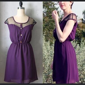 Fleet Collection - Elegant Purple Dress with Mesh Detail